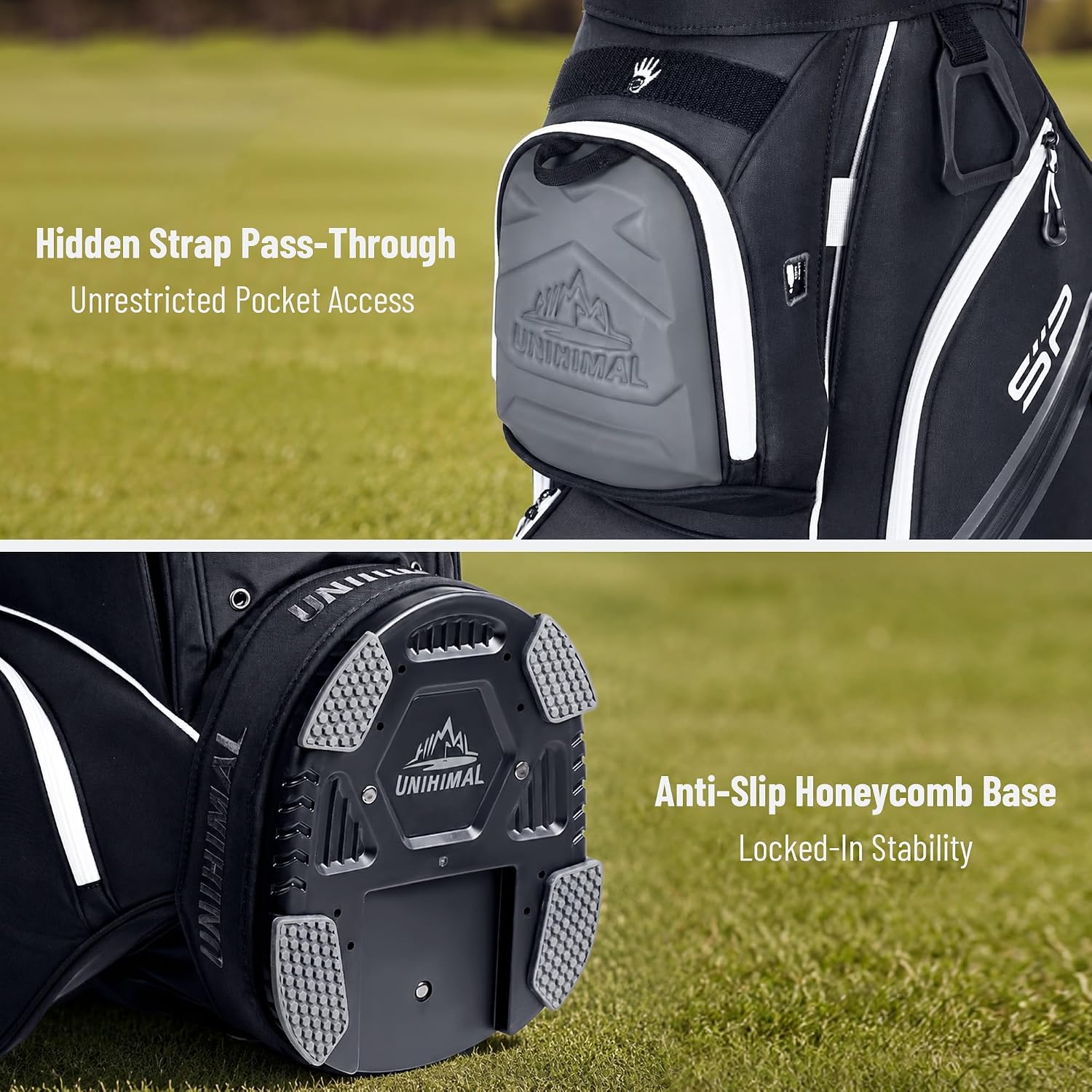 StablePoint Golf Cart Bag with 14-Way Full-Length Divider Top | S&T-Lock Golf Bag for Men with Magnetic Pocket, Cooler Pocket & Rain Cover