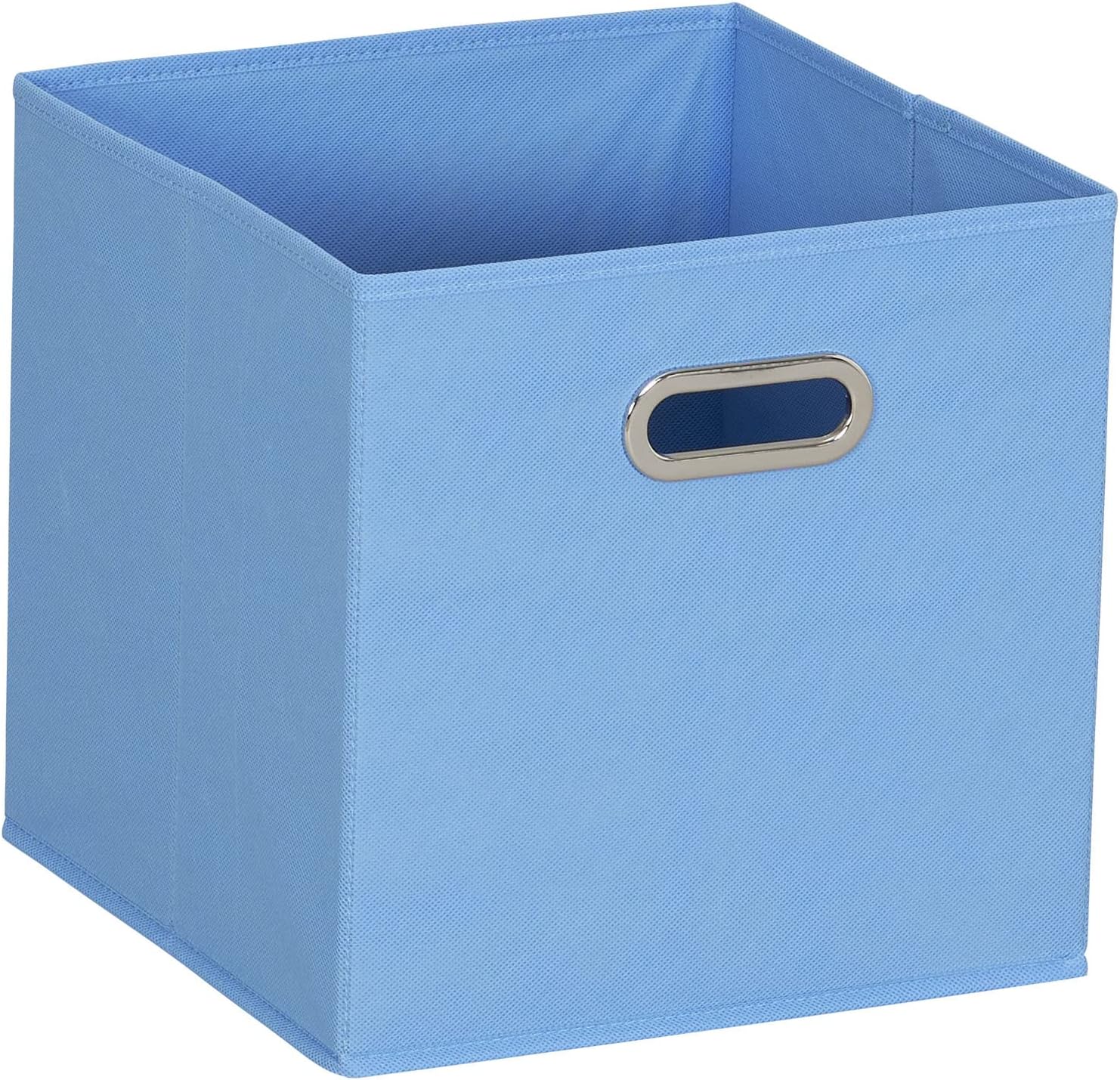 Household Essentials Fabric Storage Bins 6 Piece Set, Strong Poly-Woven Fabric, Sturdy Chipboard Sides, Grommet Front Handle, Stackable and Foldable, Classic Design, Navy