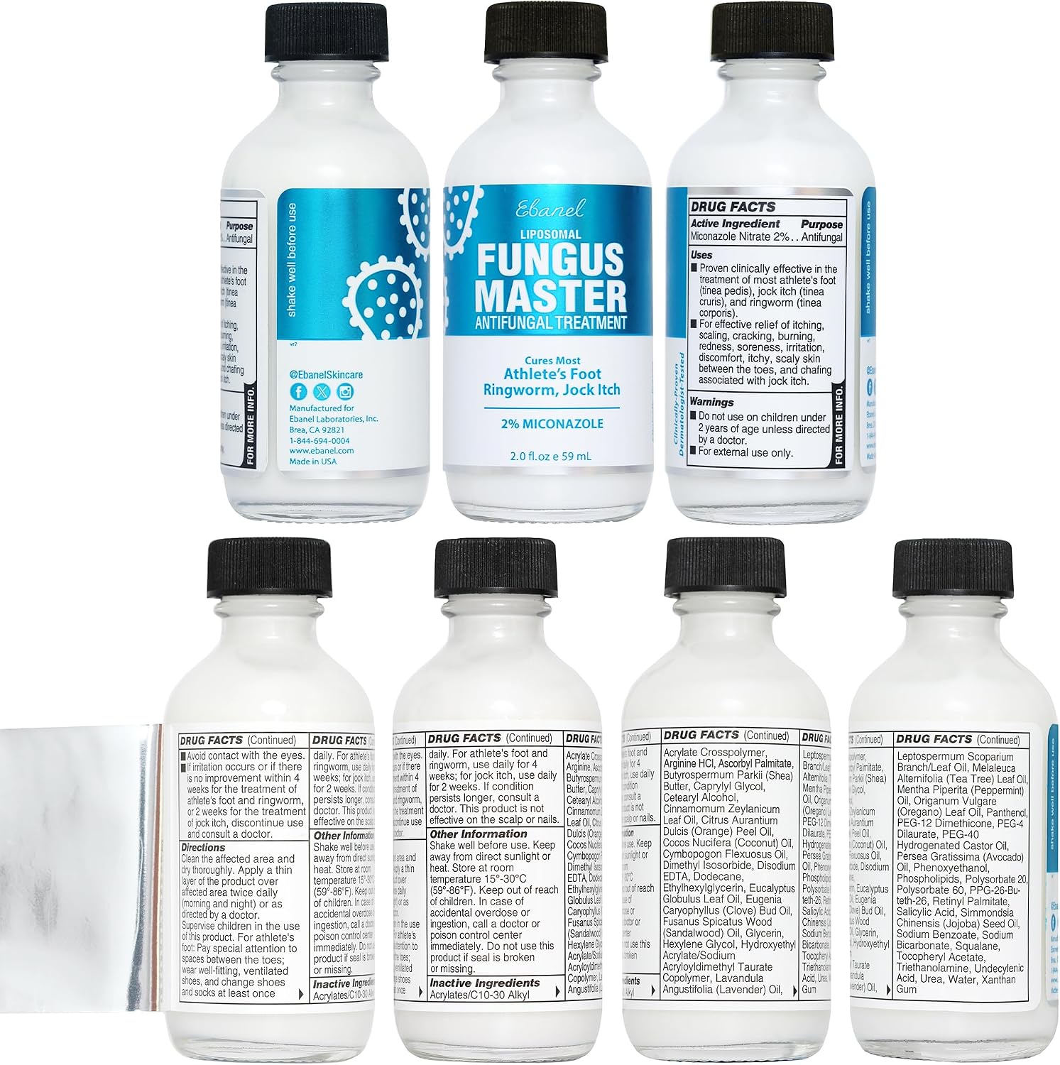 Ebanel Athlete's Foot Fungus Treatment, Miconazole Antifungal Cream 1Oz