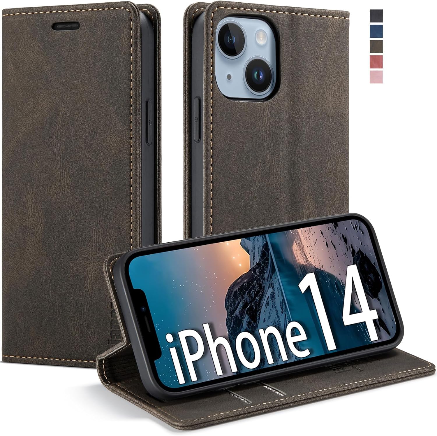 japezop iPhone 12 Mini Wallet Case with [RFID Blocking],Blue