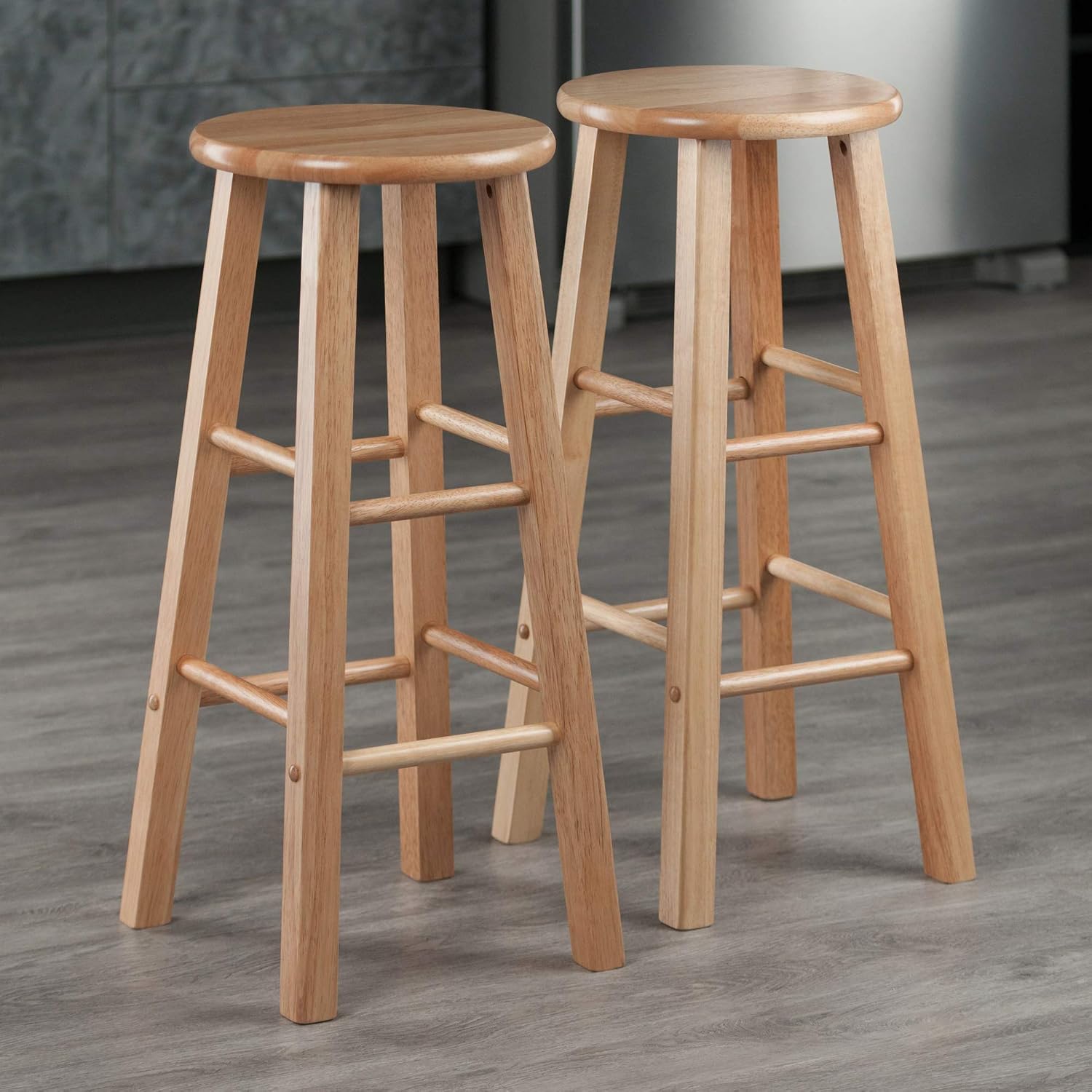 Winsome Element Counter Stools, Natural & White, 24", 2 Piece Set