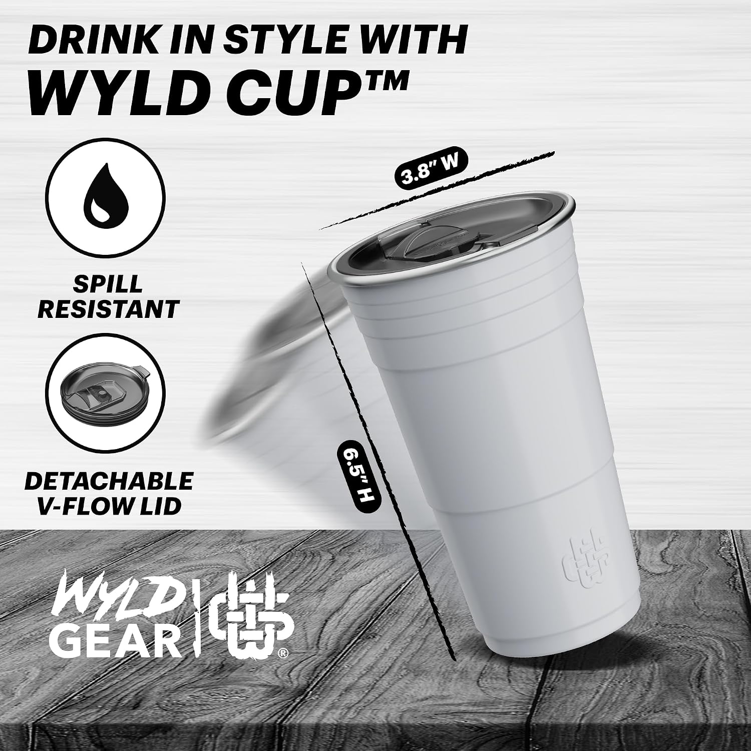 Wyld Gear Party Cup 24oz Red Stainless Steel Reusable Metal Cup with Lid