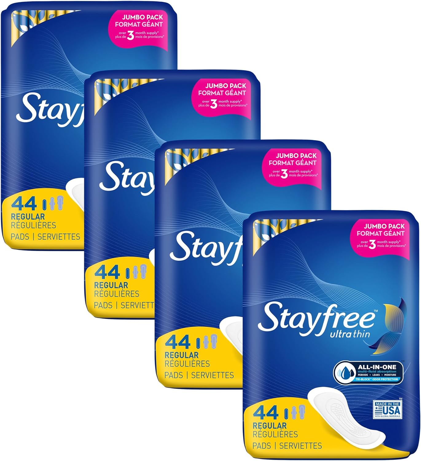 Stayfree Ultra Thin Super Long Pads with Wings For Women, Reliable Protection and Absorbency of Feminine Moisture, Leaks and Periods, 32 count