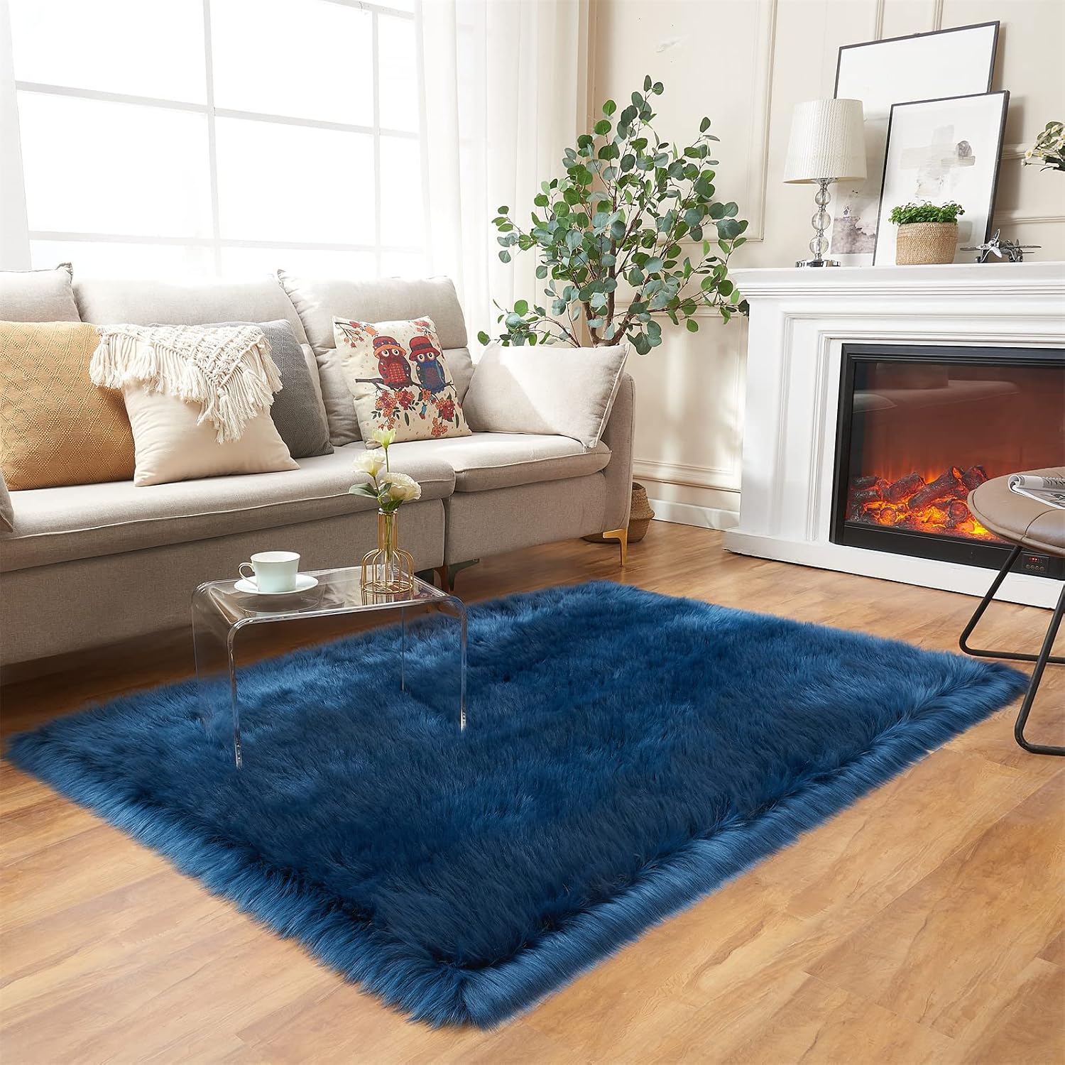 EasyJoy Ultra Soft Fluffy Shaggy Area Rug Faux Fur Rug Chair Cover Seat Pad Fuzzy Area Rug for Bedroom Floor Sofa Living Room (2 x 6 ft Sheepskin