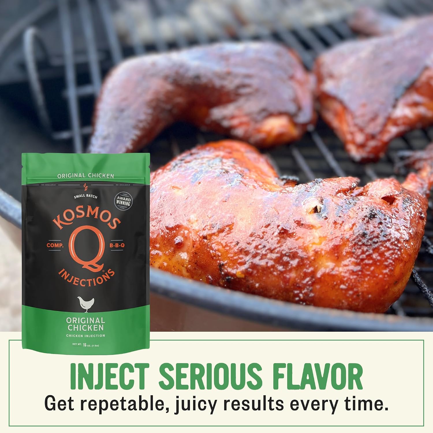 Kosmos Q Reserve Blend Brisket Injection, Premium Beef BBQ Marinade for Tender & Juicy Brisket, Phosphate-Enhanced for Moisture Retention, Competition-Grade Seasoning, Gluten Free, 16 Oz Jar