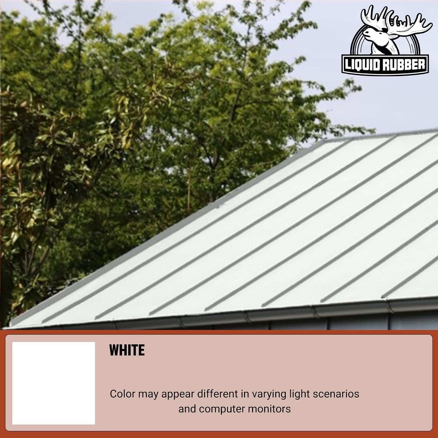Liquid Rubber Color Roof Sealant - Flat & Metal, White, 1 Gallon | Elastomeric Roof Coating - Waterproof, UV-Stable & Flexible - Compatible with Low-Slope Roofs, Resists Cracking & Chipping