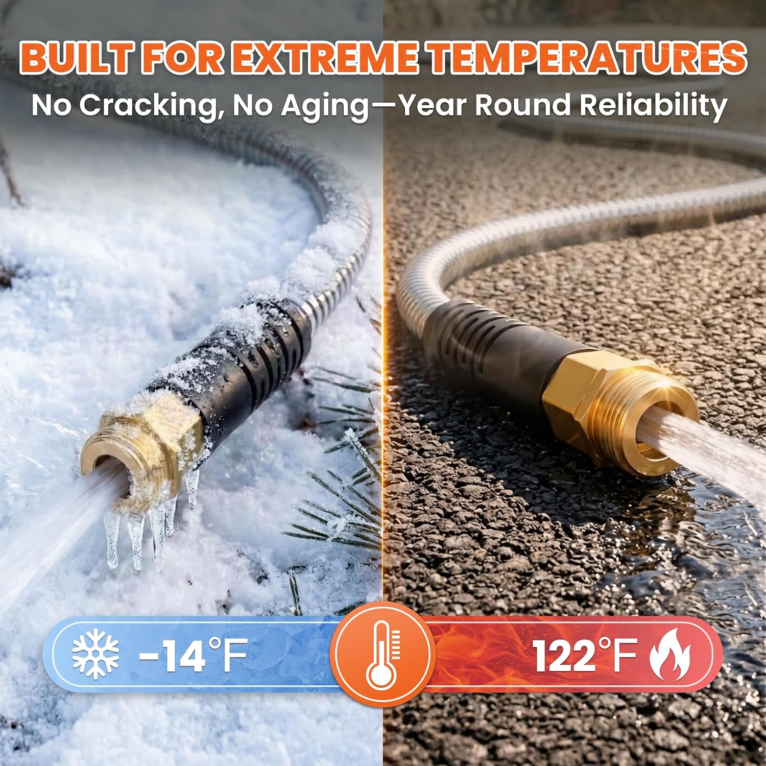 Cesun 100 ft Metal Garden Hose with 10 Function Nozzle, 100 foot x 5/8" | Heavy Duty Stainless Steel Water Hose, Kink-Free & Flexible, Lightweight, Durable, Leak Proof, Rust Proof for Yard/RV/Outdoor