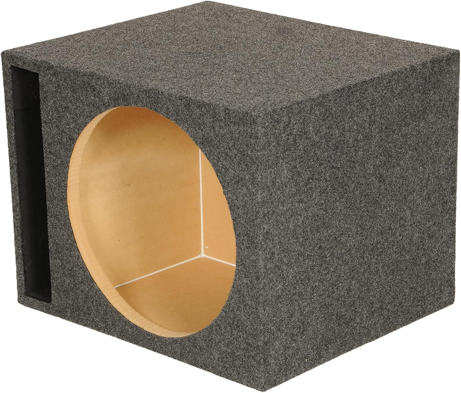 QPower 15 Inch Heavy-Duty Single Vented Carpet Covered Durable Car Audio Vehicle Subwoofer Enclosure Woofer Box, Charcoal Gray