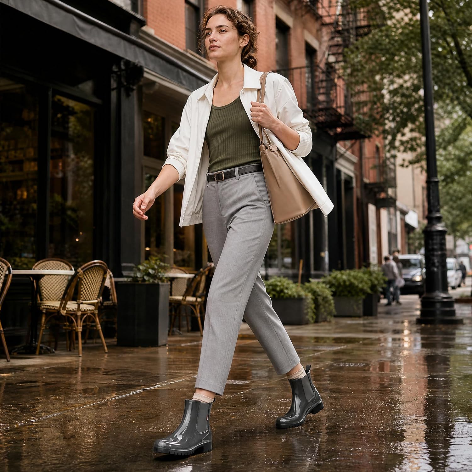 planone Cute Short Rain Boots for Women, Waterproof Chelsea Ankle Boots