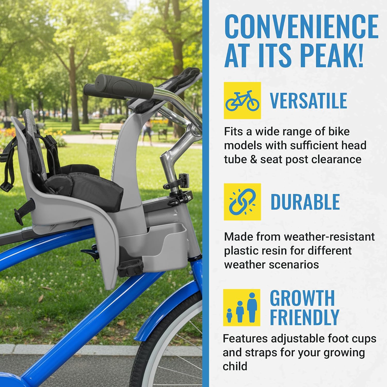 KaZAM Front-Mounted Child Bike Seat – Kangaroo & Wallaby Models with Padded Front Bumper/Dashboard