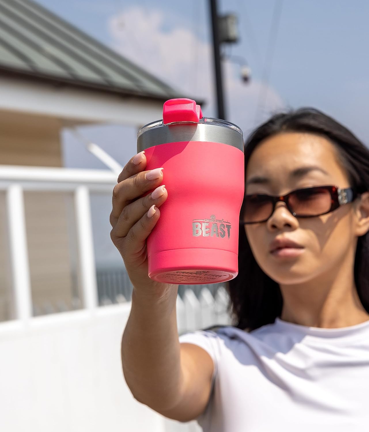 Beast 30 oz Tumbler Stainless Steel Vacuum Insulated Coffee Ice Cup Double Wall Travel Flask (Cupcake Pink)