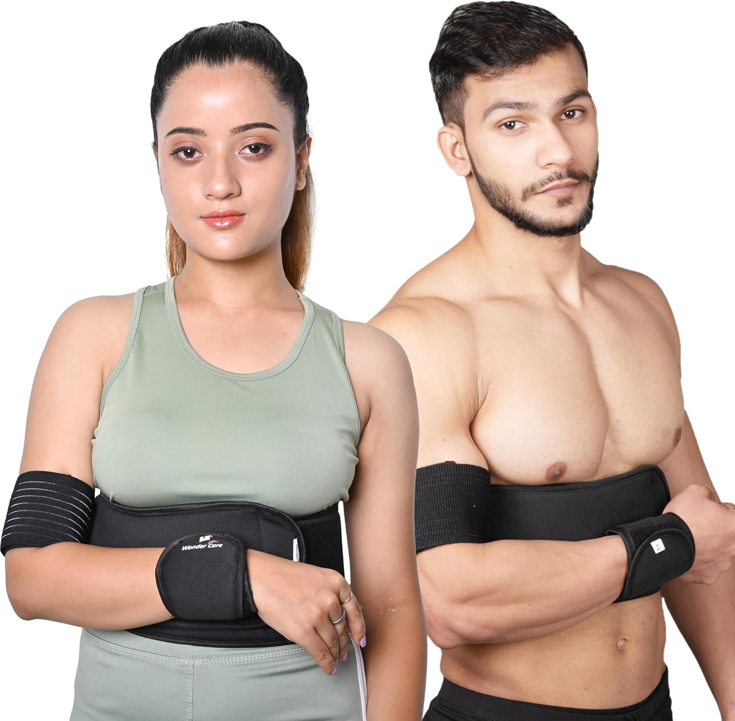 Wonder Care-Left Right Shoulder Immobilizer Arm Sling Elastic Brace for Clavicle Collar Bone Dislocation Subluxation Shoulder stabilizer Compression Brace After Rotator Cuff Surgery - Black-Size 4