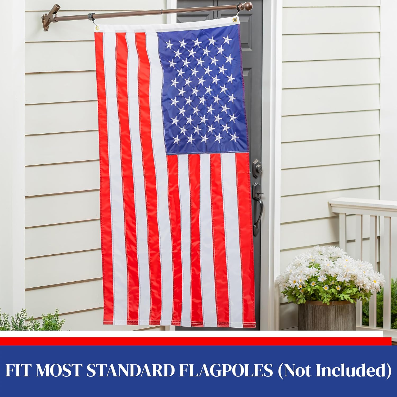 Evergreen American Flag 12x18 Double Sided | Patriotic House Flags For Outside Outdoor | Small American Flag Garden Size | Embroidered Stars and Stripes | USA Residential or Commercial