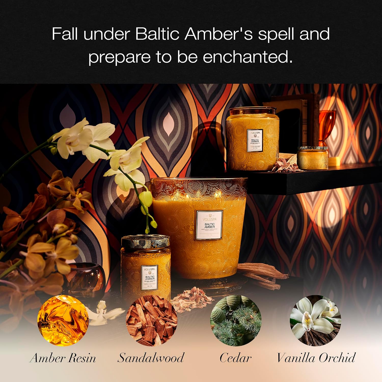 Voluspa Baltic Amber, Petite Candle Jar, 3.2 Ounce, 25 Hour Burn Time, Coconut Wax for Clean Burning, Handcrafted in the USA