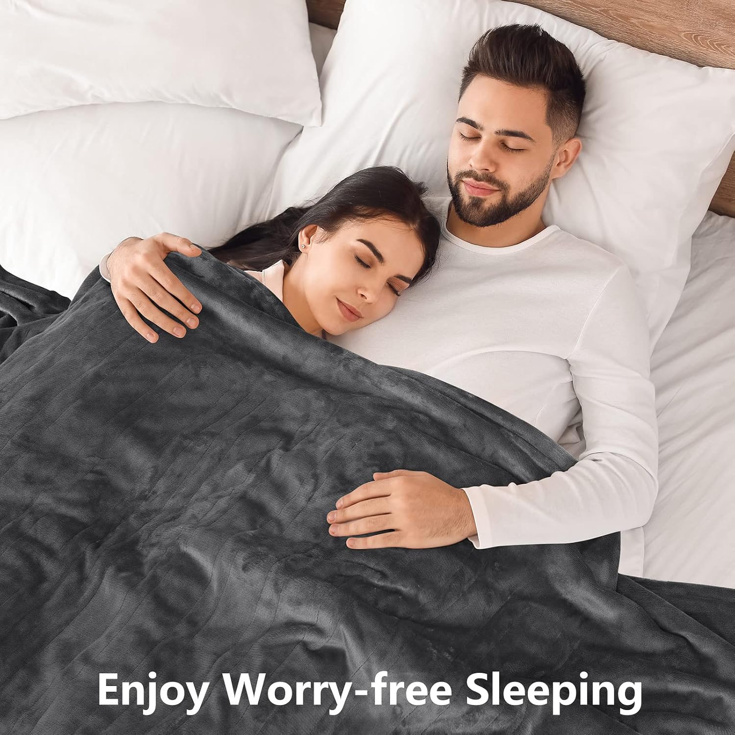 PROALLER Electric Heated Blanket Queen Size with 6 Levels & 8h Auto Off, Ultra Soft Flannel Full Body Heating Blanket, Machine Washable, Warm Gray, 84" x 90"