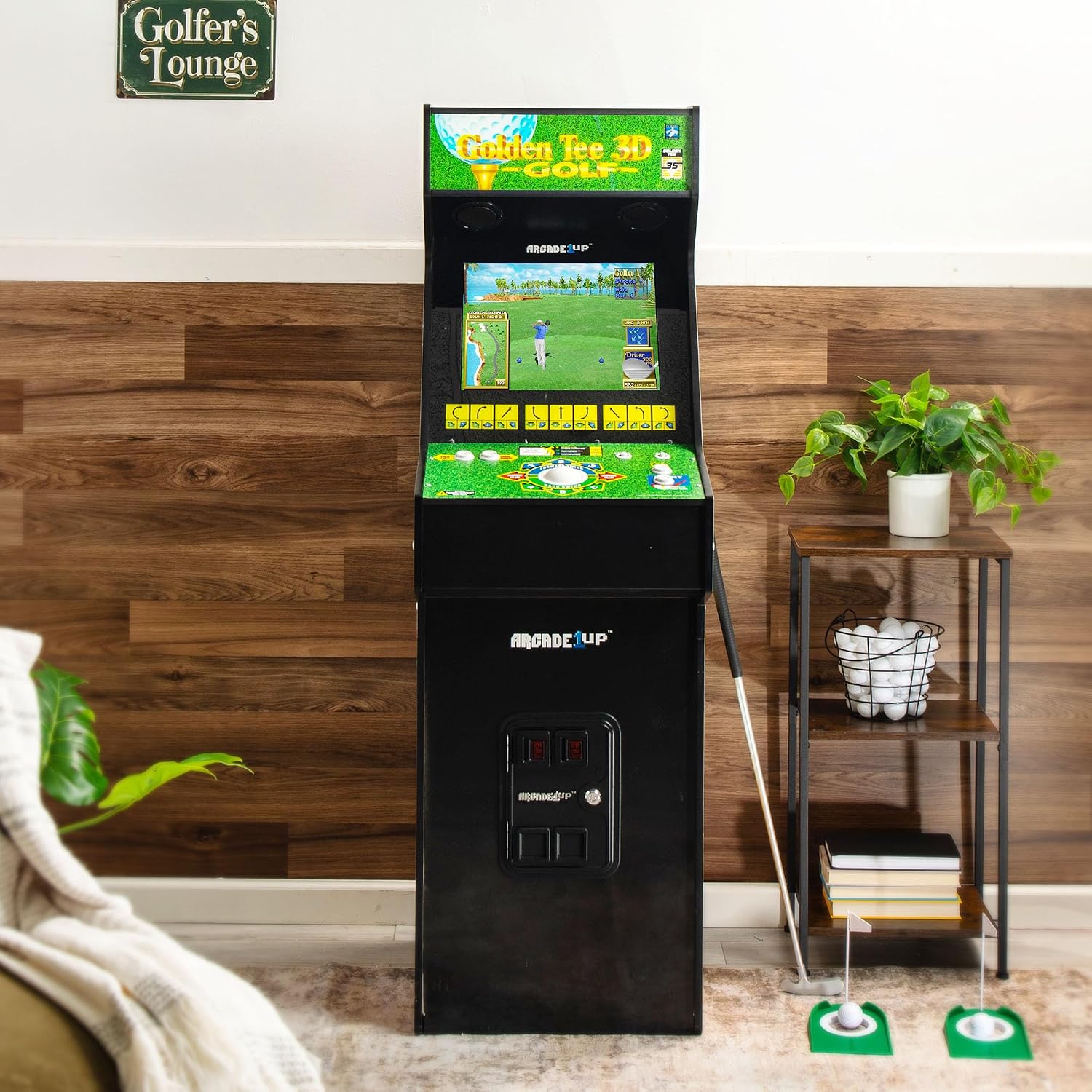 Arcade1Up Golden Tee 3D Deluxe Home Arcade, 8 Golf + Bowling Games | Over 5-Foot Video Game Machine with Trackball Controller