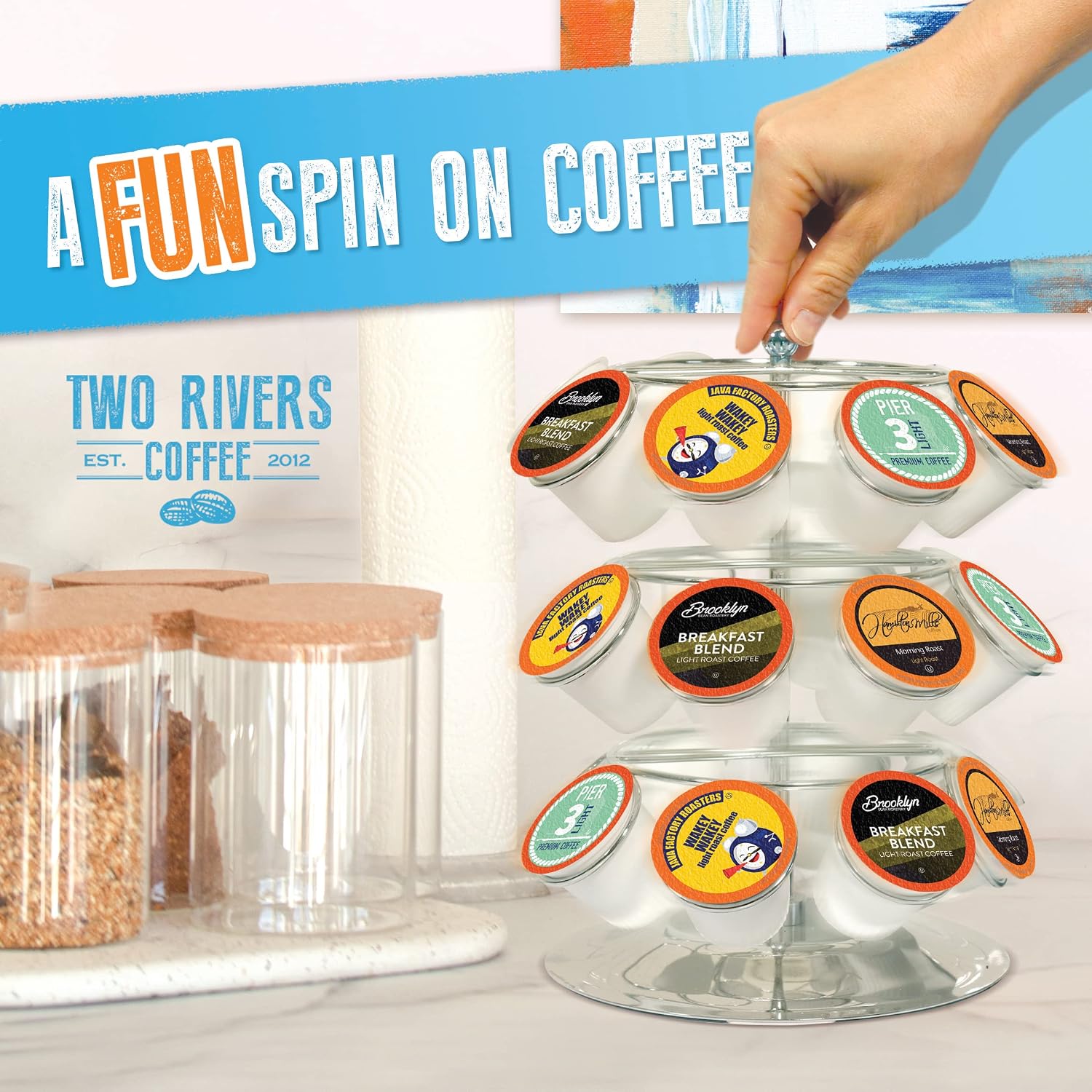 Two Rivers Coffee Flavored Coffee Pods Compatible with Keurig K Cup Brewers, Assorted Variety Pack Flavored Coffee, 40 Count