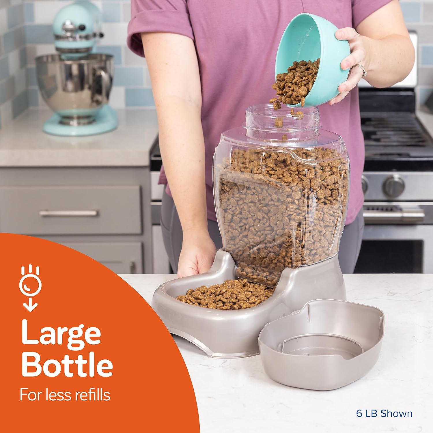 Petmate Pet Cafe Feeder Dog and Cat Feeder Pearl Tan, 12 lb, Made in USA