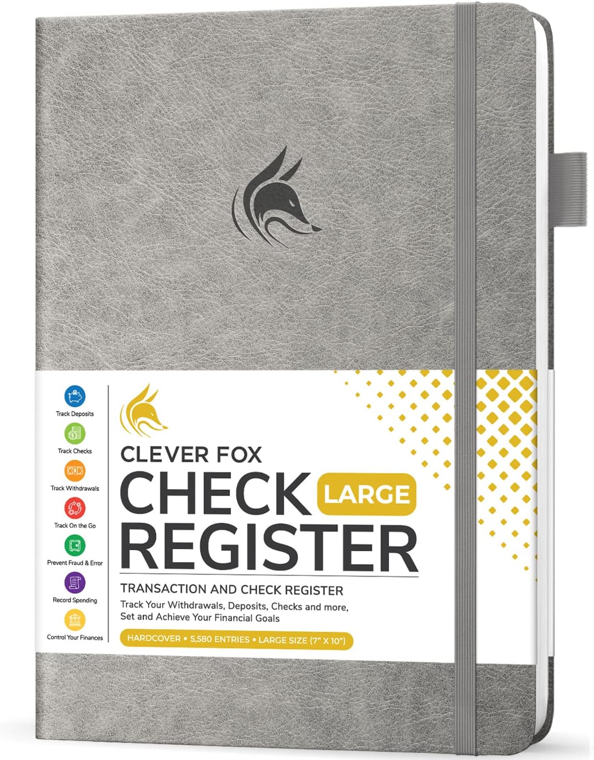 Clever Fox Check Register Book, Checkbook Ledger, 5.8x8.3 Purple