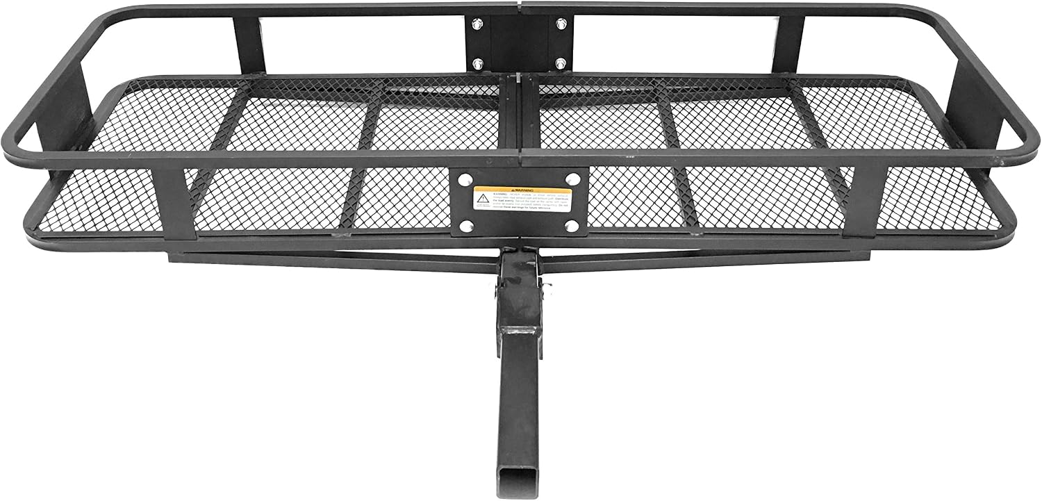 MaxxHaul 70103 500 lb. Capacity Steel Hitch Mount Folding Cargo Carrier Mesh Basket Fits 2 inch Hitch Receiver 60 x 21 x 6.5 in For Car SUV Pickup