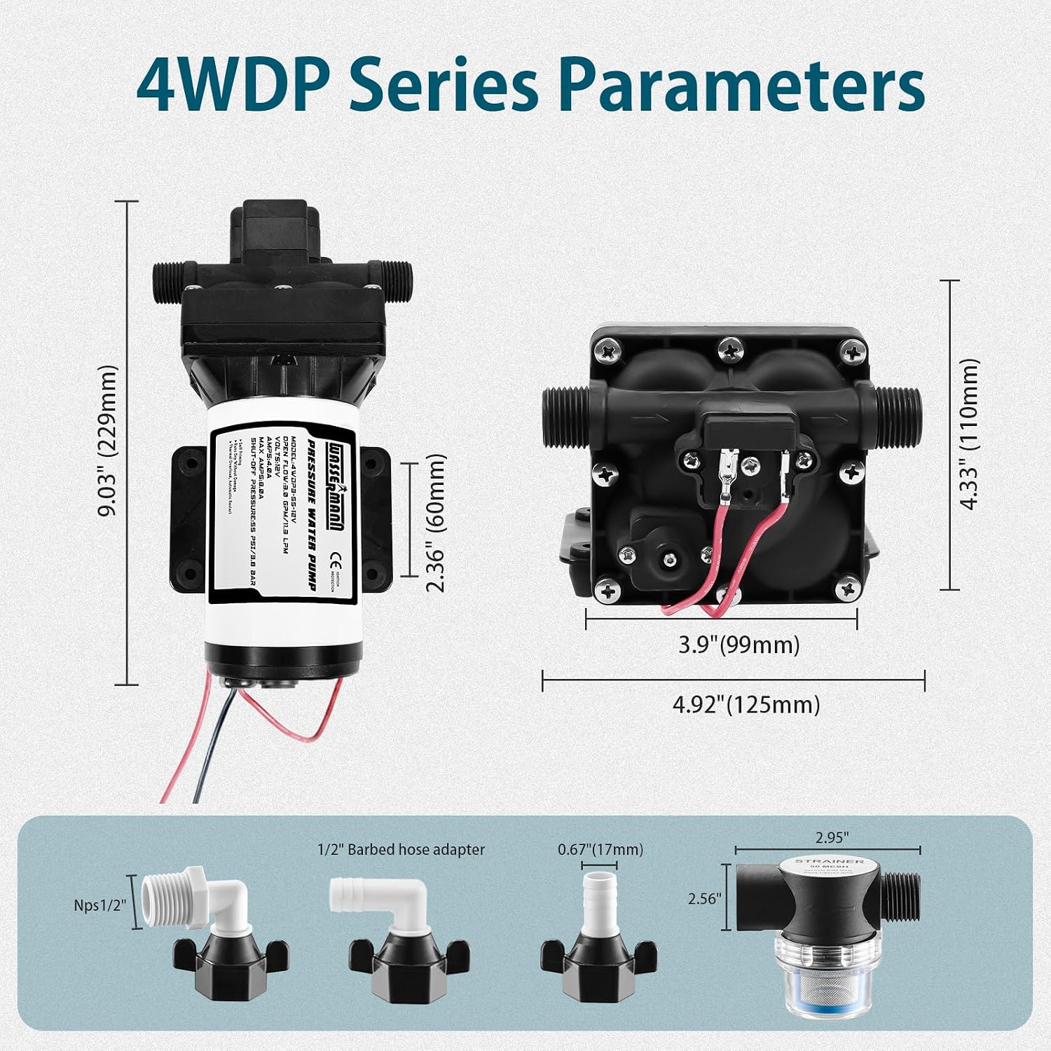 RV Water Pumps 115V AC Pressure Pump with Pressure Switch, Self-priming Water Pump 4.0GPM 45PSI, Fresh Water Pump for RV, Kitchen Barthroom Camping Marine Yacht Garden Diaphragm Pump115volt