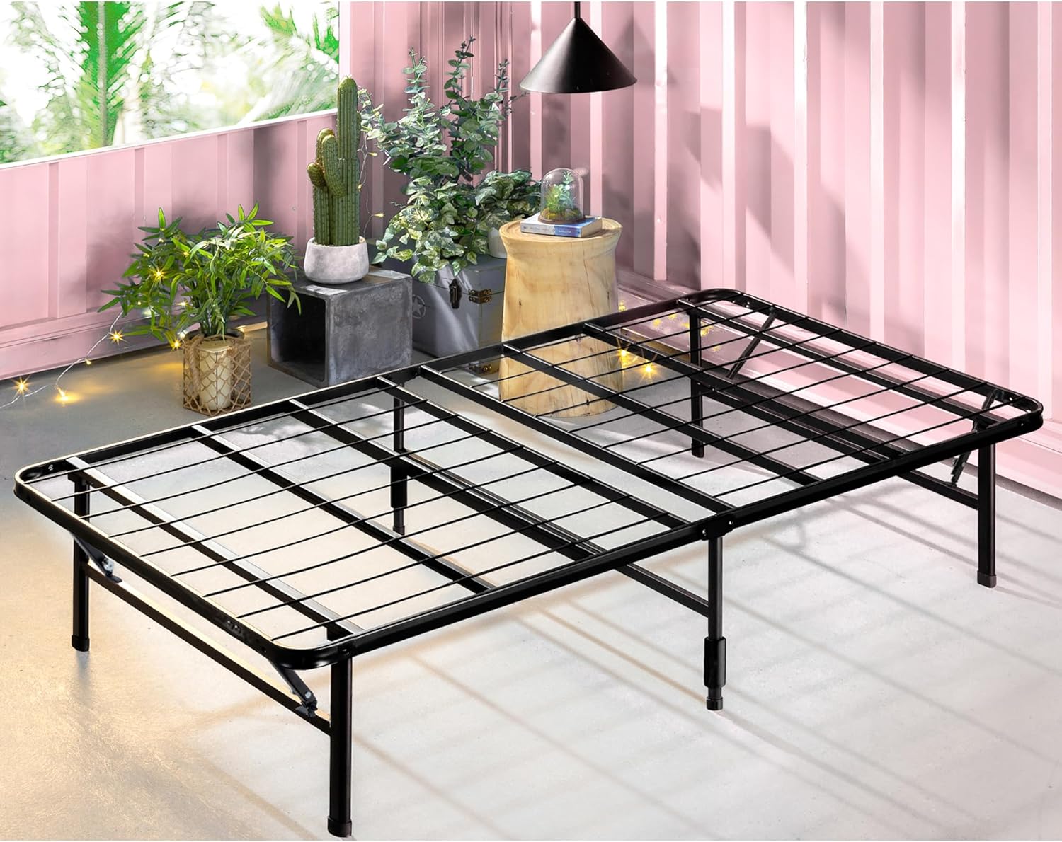 Zinus SmartBase Tool-Free Assembly Mattress Foundation, 14 Inch Metal Platform Bed Frame, No Box Spring Needed, Sturdy Steel Frame, Underbed Storage, Black, Queen