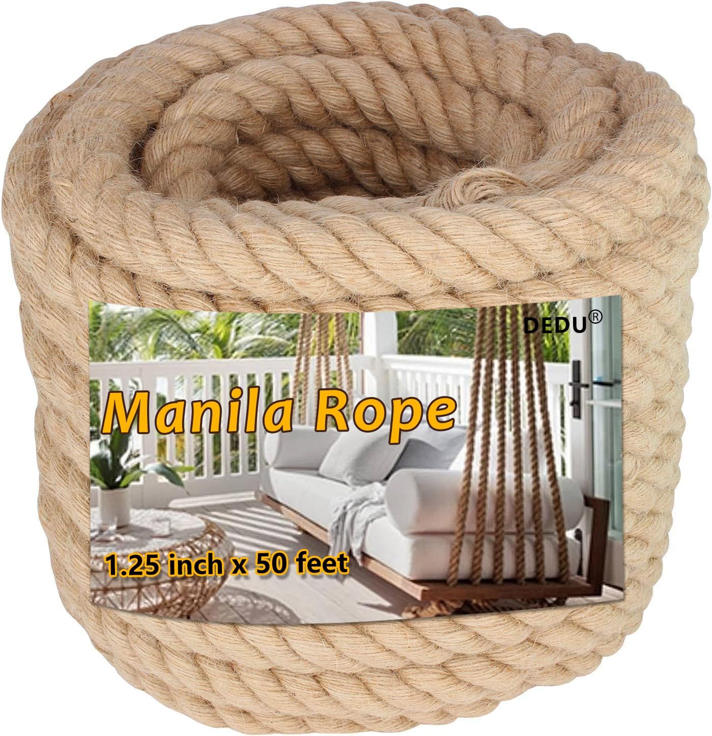 1" X 100' Treated Manila Rope Boat Docks Tree Farm Dock Deck