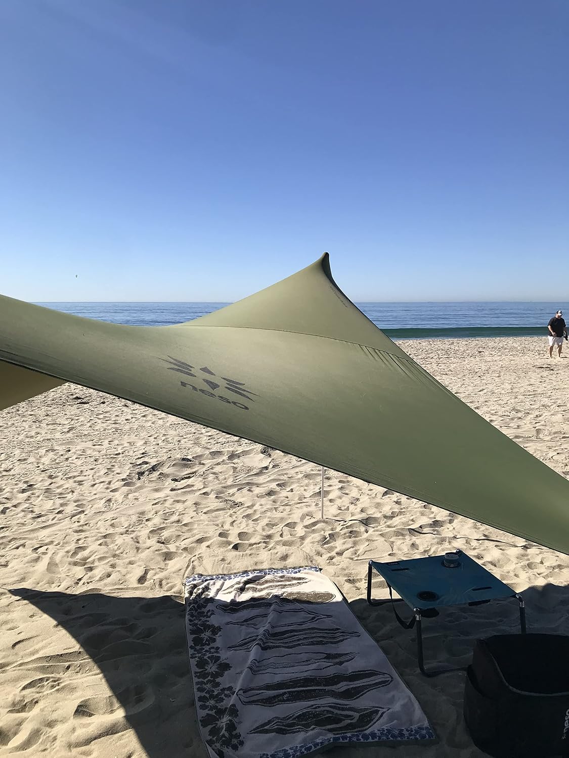 Neso Portable Beach Tent Sun Shelter with Sand Anchor - Lightweight Beach Shade Canopy - Easy Setup for Family Outings - Patented Reinforced Corners - UPF 50+ Sun Protection - 7 x 7ft - White