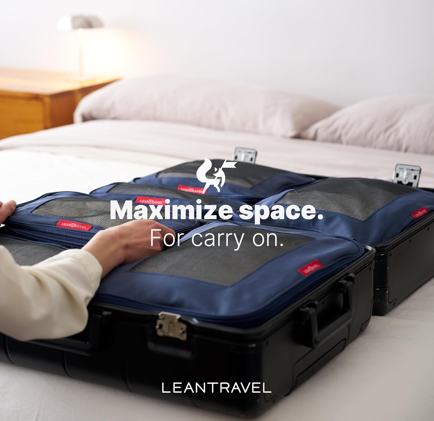 LeanTravel Premium Compression Packing Cubes for Travel - Suitcase Organizer Bags with Double Zipper & Breathable Mesh Panel - Space Saving Carry On Luggage Essentials (6-Pack, Grey)