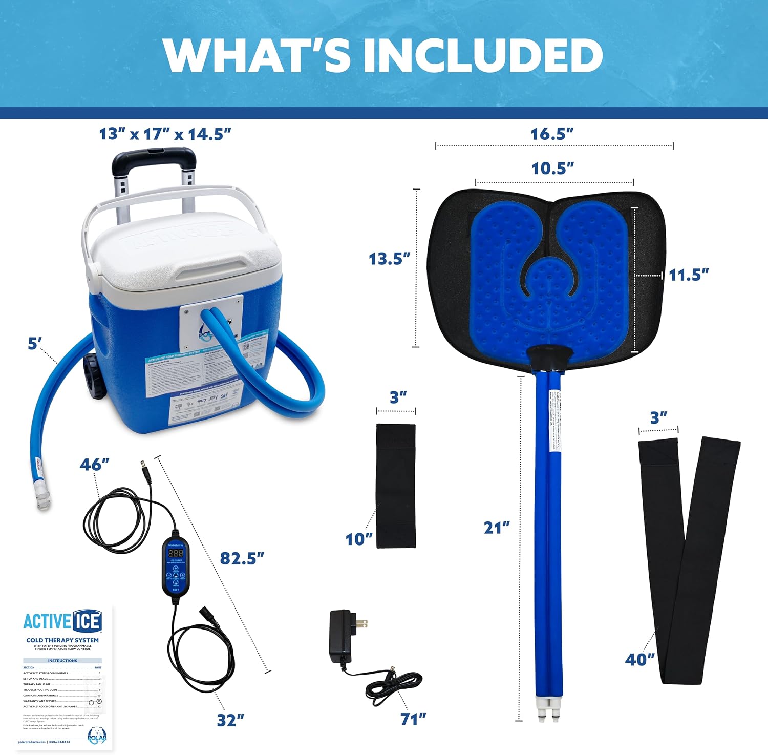 Polar Active Ice 3.0 Cold Therapy Ice Machine System w Programmable Timer, Shoulder Pad & Compression Wrap for Targeted Coverage