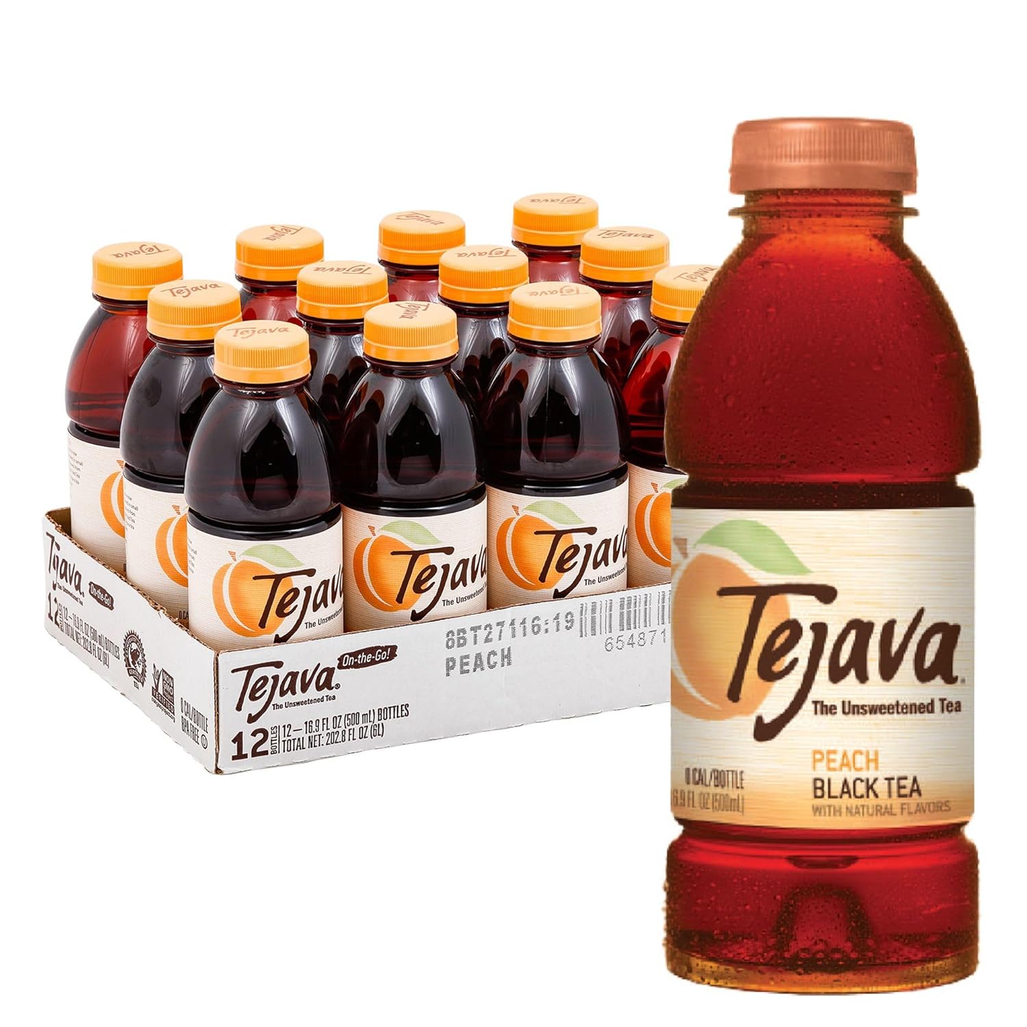 Tejava Pineapple Mango Unsweetened Black Iced Tea, 16.9 fl oz, Pack of 12