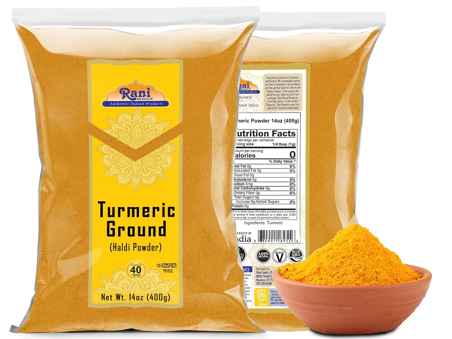 Rani Turmeric (Haldi) Root Whole Spice, Dried 7oz (200g) ~ All Natural | 100% Pure | Vegan | Gluten Friendly | NON-GMO | Kosher | Indian Origin