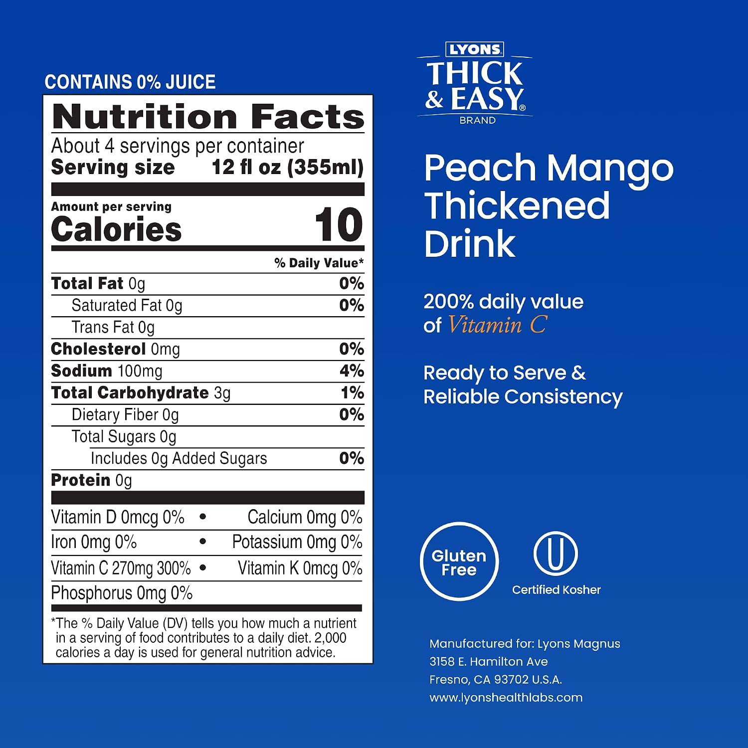 Thick & Easy Thickened Orange Juice, IDDSI Level 3 Ready-to-Drink Thickened Beverage for Swallowing Support, Moderately Thick Honey Consistency, 4 fl oz Cups - 24 Pack | IDDSI Level 3, Ready-to-Drink, Beverage for Swallowing Support, Moderately Thick Hon…