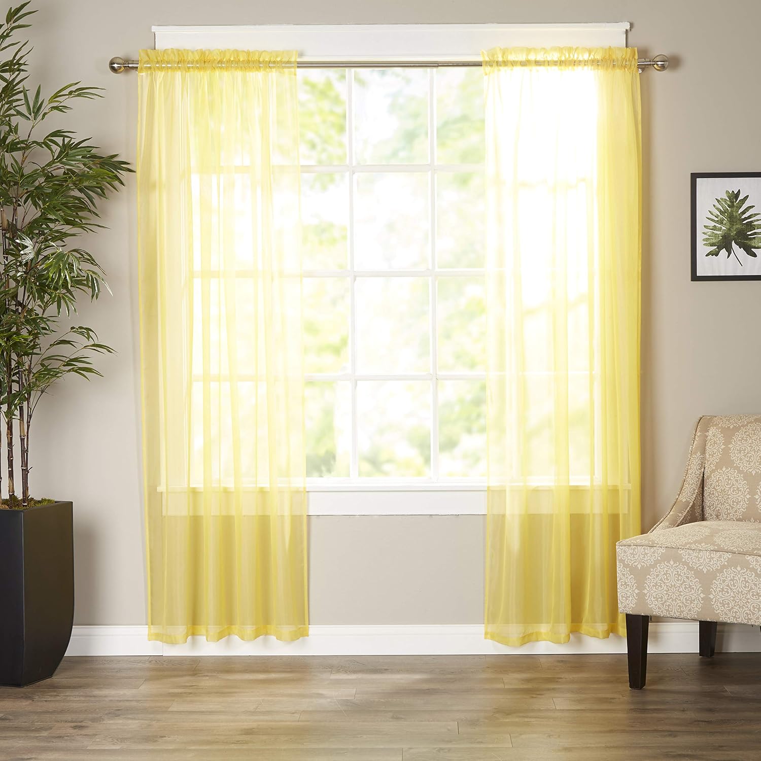 Elegant Comfort Luxury Sheer Curtains, Window Treatment Curtain Panels with Rod Pocket for Kitchen, Bedroom and Living Room (55 x 216-inches Long)