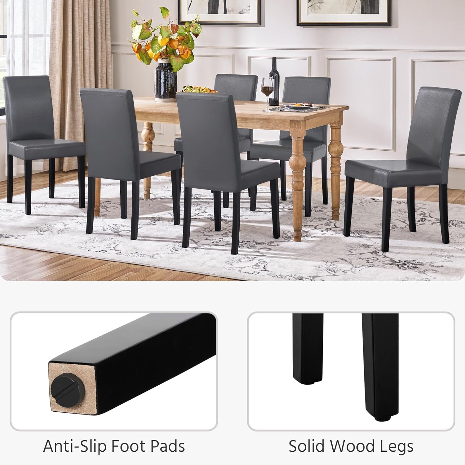 Yaheetech Dining Chairs Set of 4 Upholstered Kitchen Chairs Black