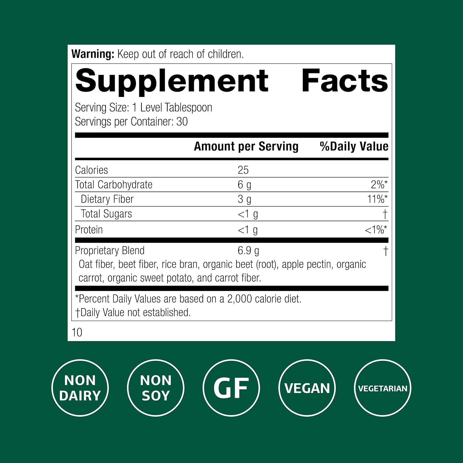 Standard Process - Whole Food Fiber - Daily Supplement for Digestive Health & Gut Support - High Fiber Powder with Soluble & Insoluble Fiber