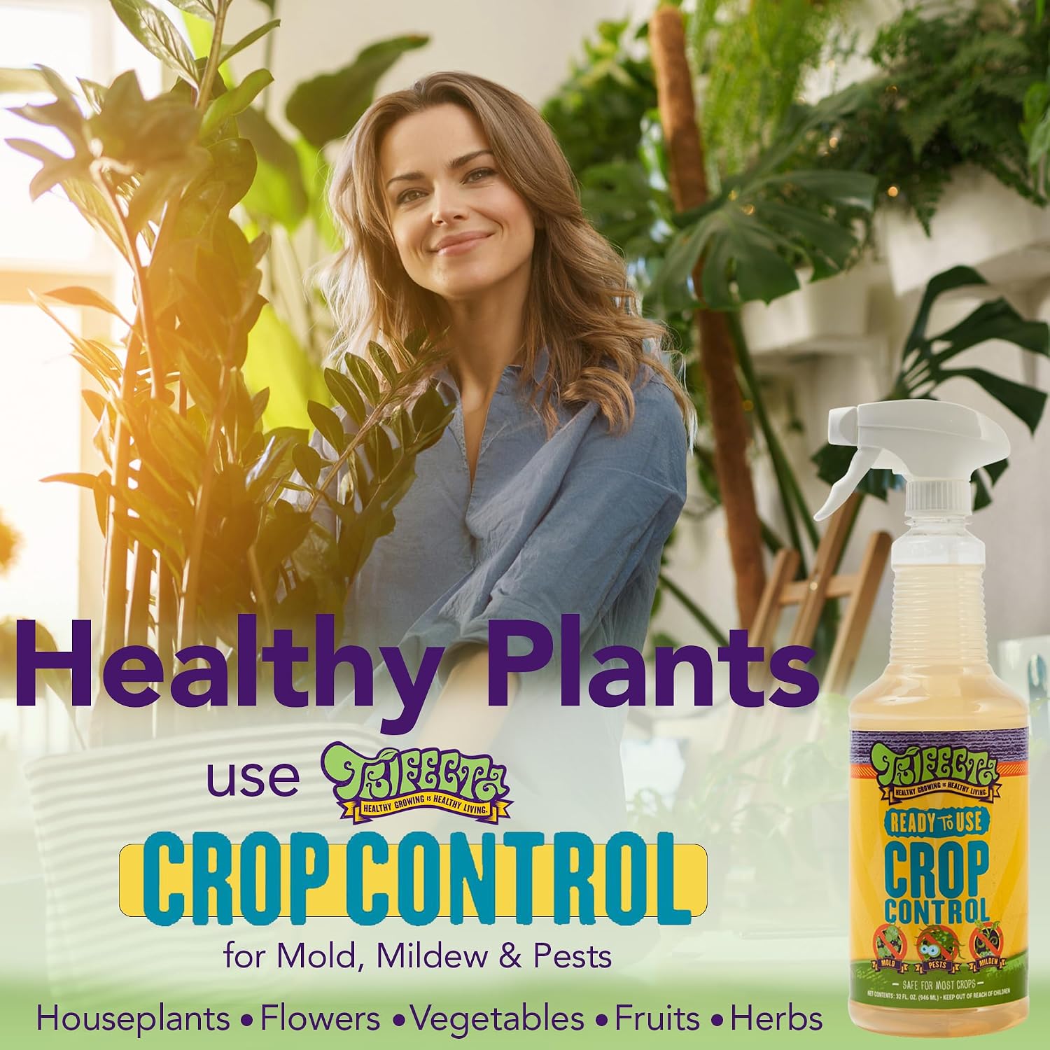 Trifecta Crop Control Super Concentrate | 4 oz | All-in-One Pesticide, Fungicide, Miticide And Insecticide | For Spider Mites, Mildew, Mold And Botrytis