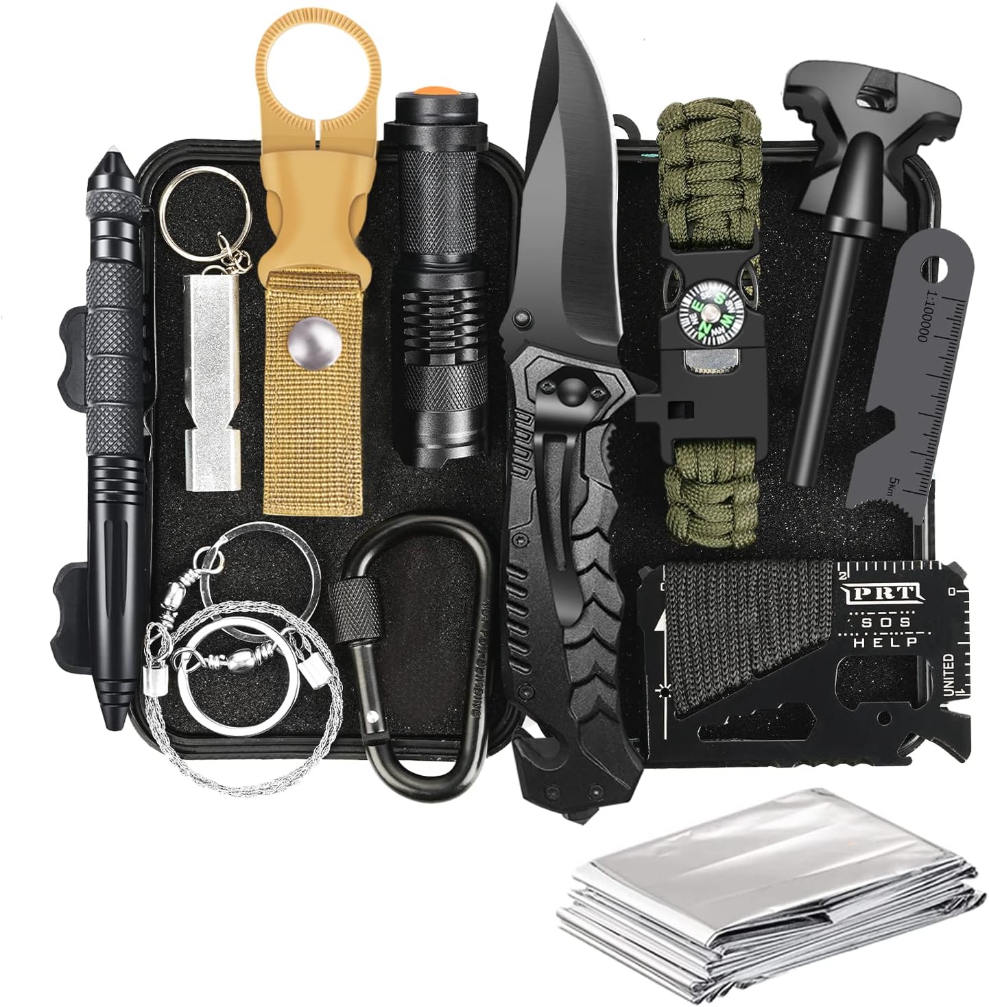 Survival Kit 14 in 1, Gifts for Men Dad Husband, Emergency Survival Gear and Equipment, Anniversary Birthday Gifts for Him Boyfriend, Hunting Fishing Camping Accessories
