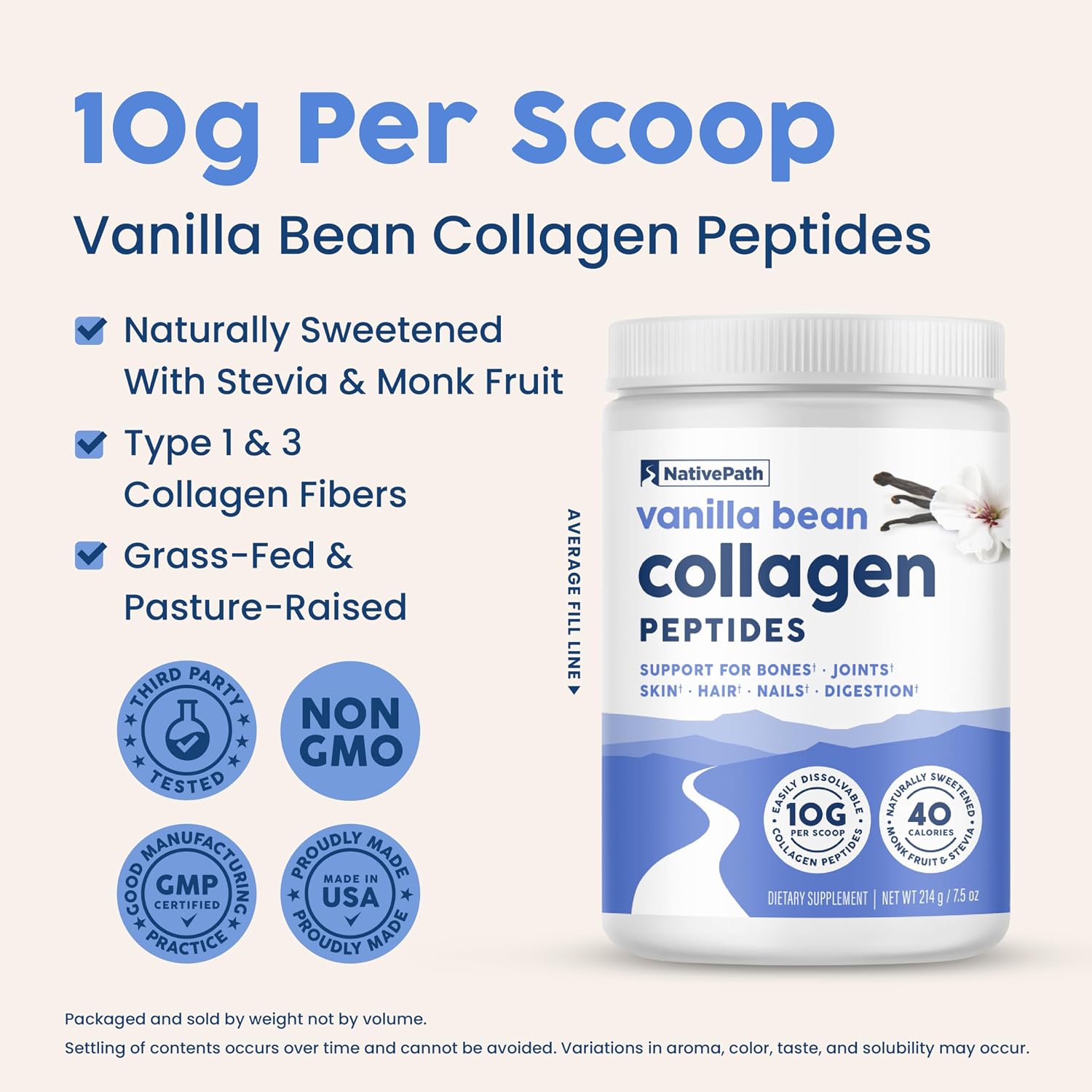 NativePath Collagen Peptides, Wild Berry, Grass-Fed, 20 Servings
