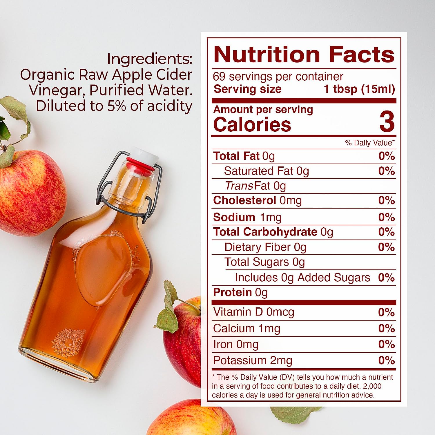 Kevala Organic Raw Apple Cider Vinegar - 35 oz, Cooking, Baking, Hair Care | Gluten Free and Peanuts Free, Ingredient for Vinaigrettes, Dressings, and Detox Shots, Contains the Natural Mother of Vinegar
