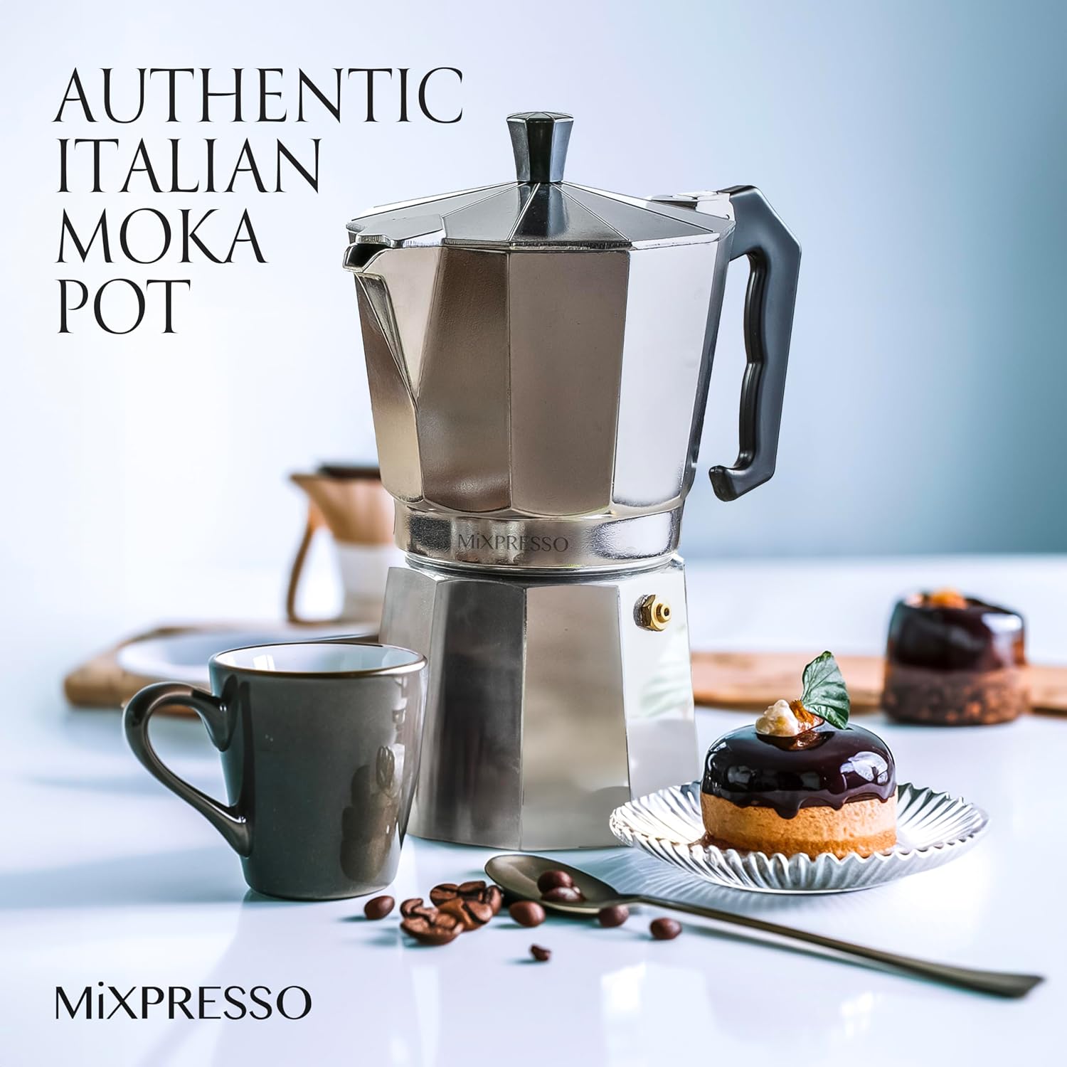 Mixpresso 3 Cup Moka Pot Stovetop Espresso Maker, Italian Cuban Coffee Pot