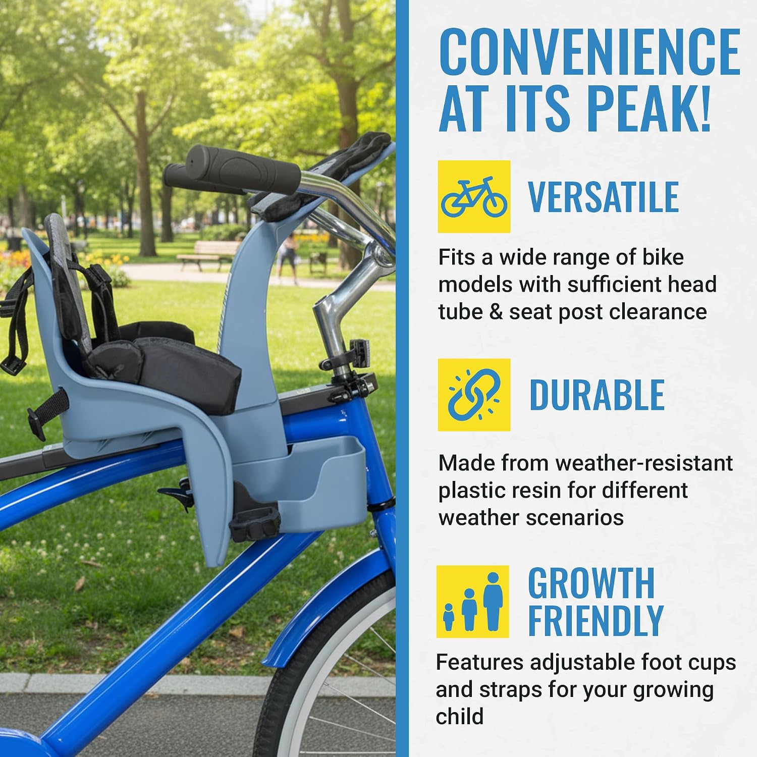 KaZAM Front-Mounted Child Bike Seat – Kangaroo & Wallaby Models with Padded Front Bumper/Dashboard