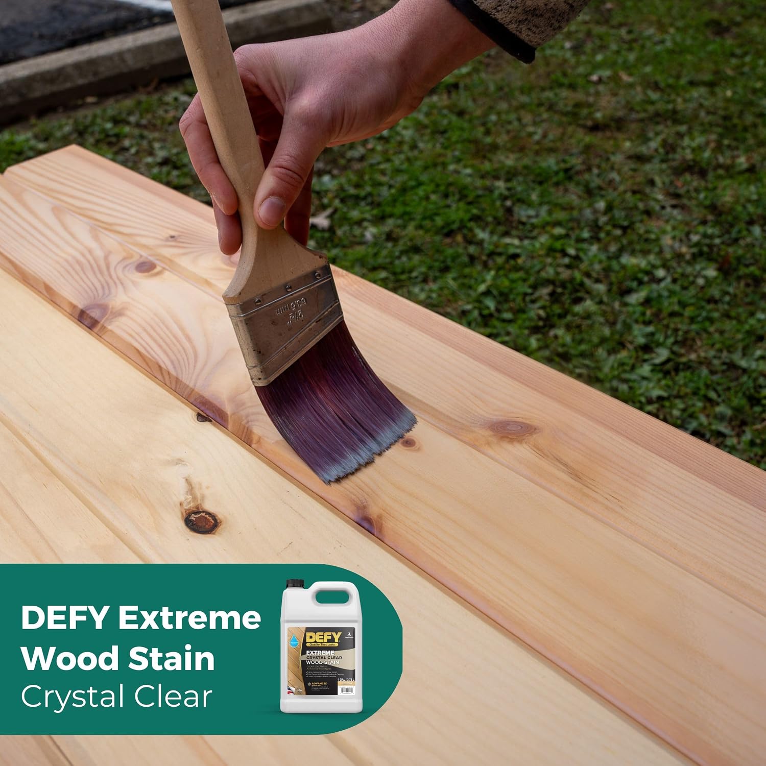 DEFY Extreme Wood Stain and Sealer in One - 1 Gallon Semi-Transparent Waterproof Coating for All Wood Types - Cedar Tone
