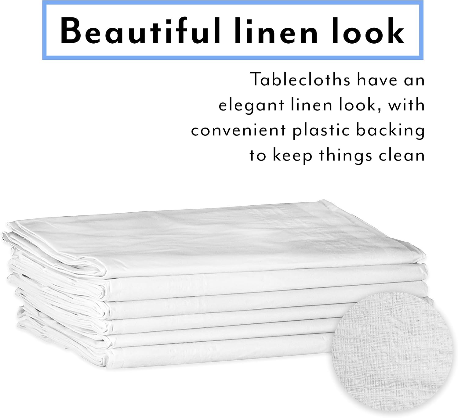 Upper Midland Products White Paper Table Cloths for Round Tables - 82” Octyround Paper Tablecloths with Plastic Backing Round Paper Table Cover