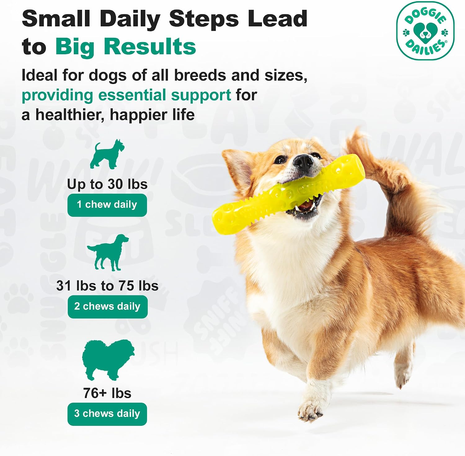 Doggie Dailies Hip & Joint Chews for Dogs, Chicken, All Breeds, 225 Count | Glucosamine & Chondroitin Supplement, Supports Joint Health & Mobility, Soft Chews for Dogs of All Breeds & Sizes