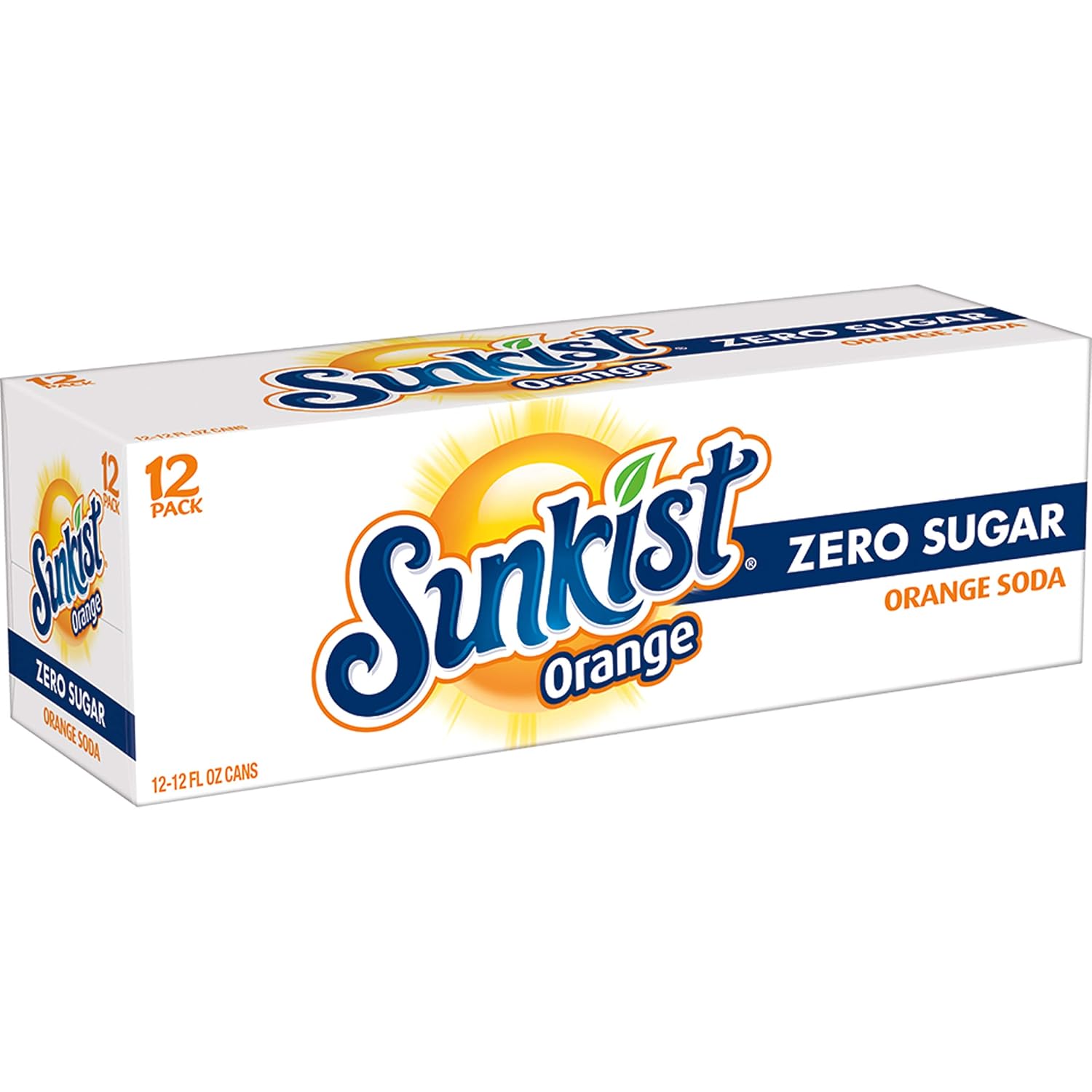Sunkist Zero Sugar Orange Soda, 12 fl oz cans, 12 pack