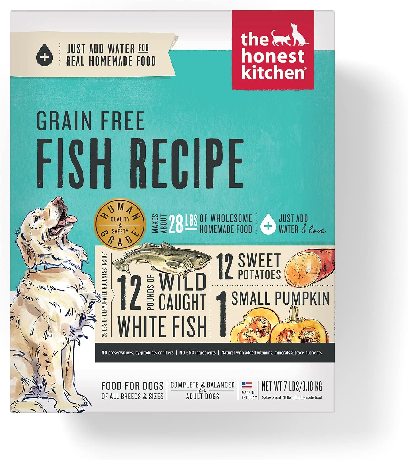 The Honest Kitchen Human Grade Wholemade™ Dehydrated Grain Free Dog Food – Complete Meal or Dog Food Topper – Chicken 4 lb (Makes 16 lbs)