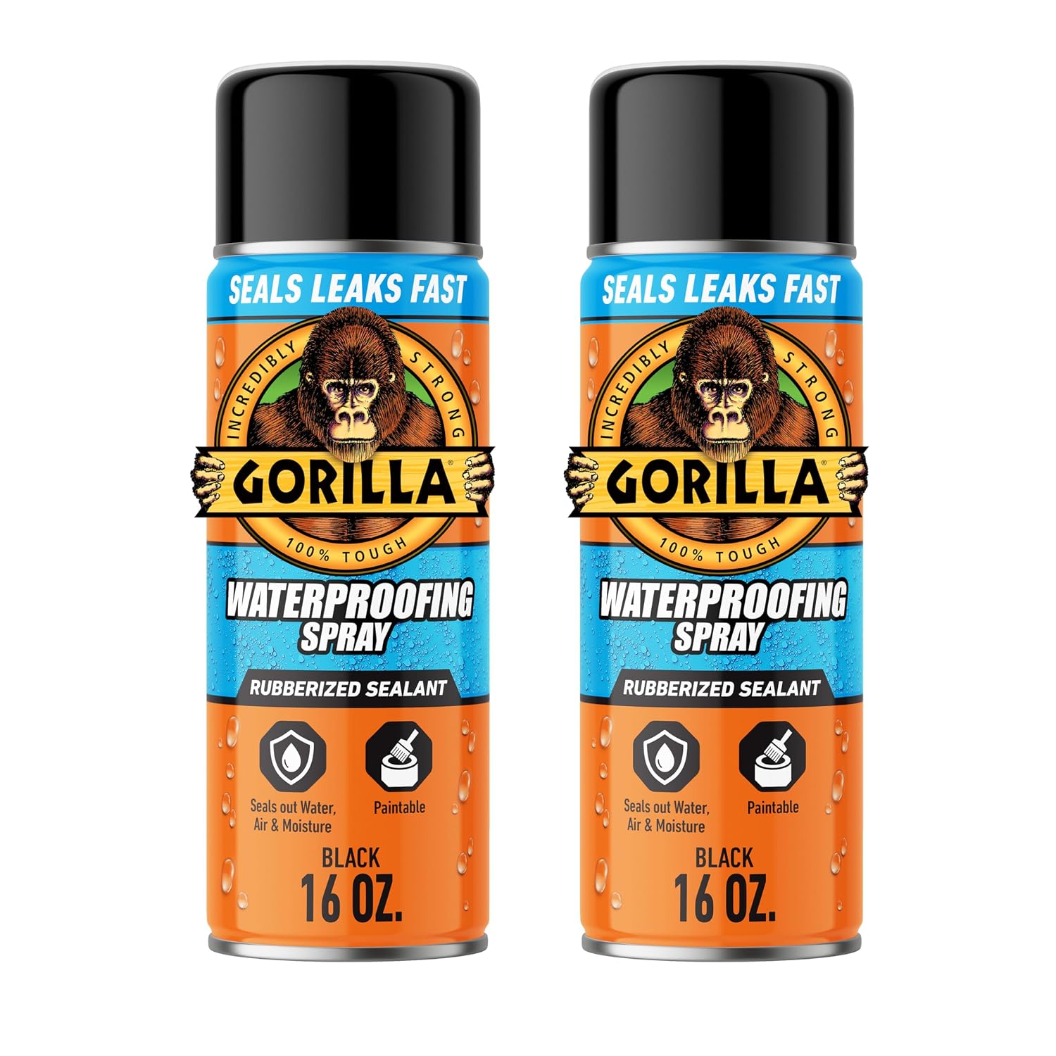 Gorilla Waterproofing Spray, Black, 16 oz, Flexible Rubberized Sealant