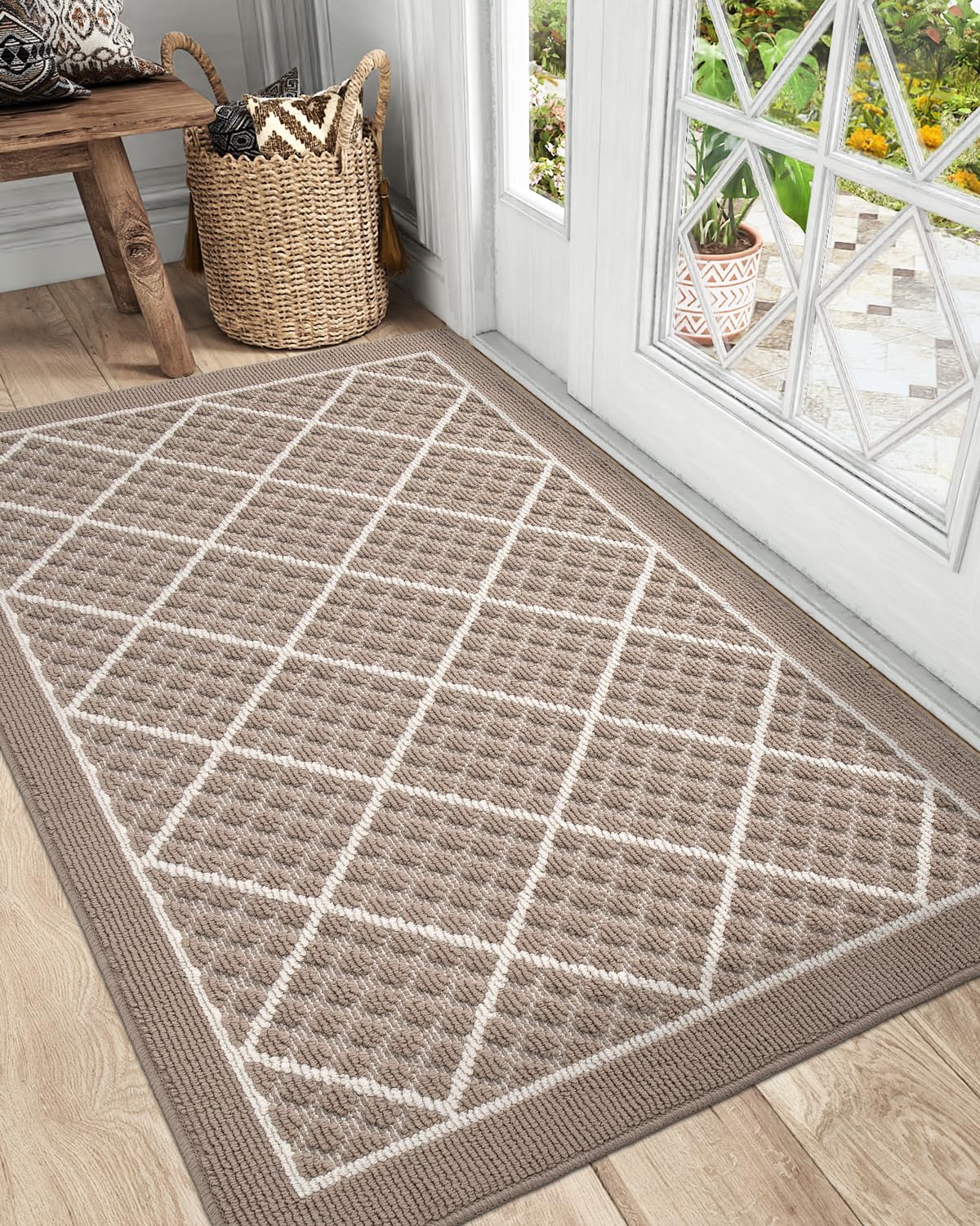 DEXI Front Door Mat Indoor Entryway 24x36 Inside Entrance Doormat Green
