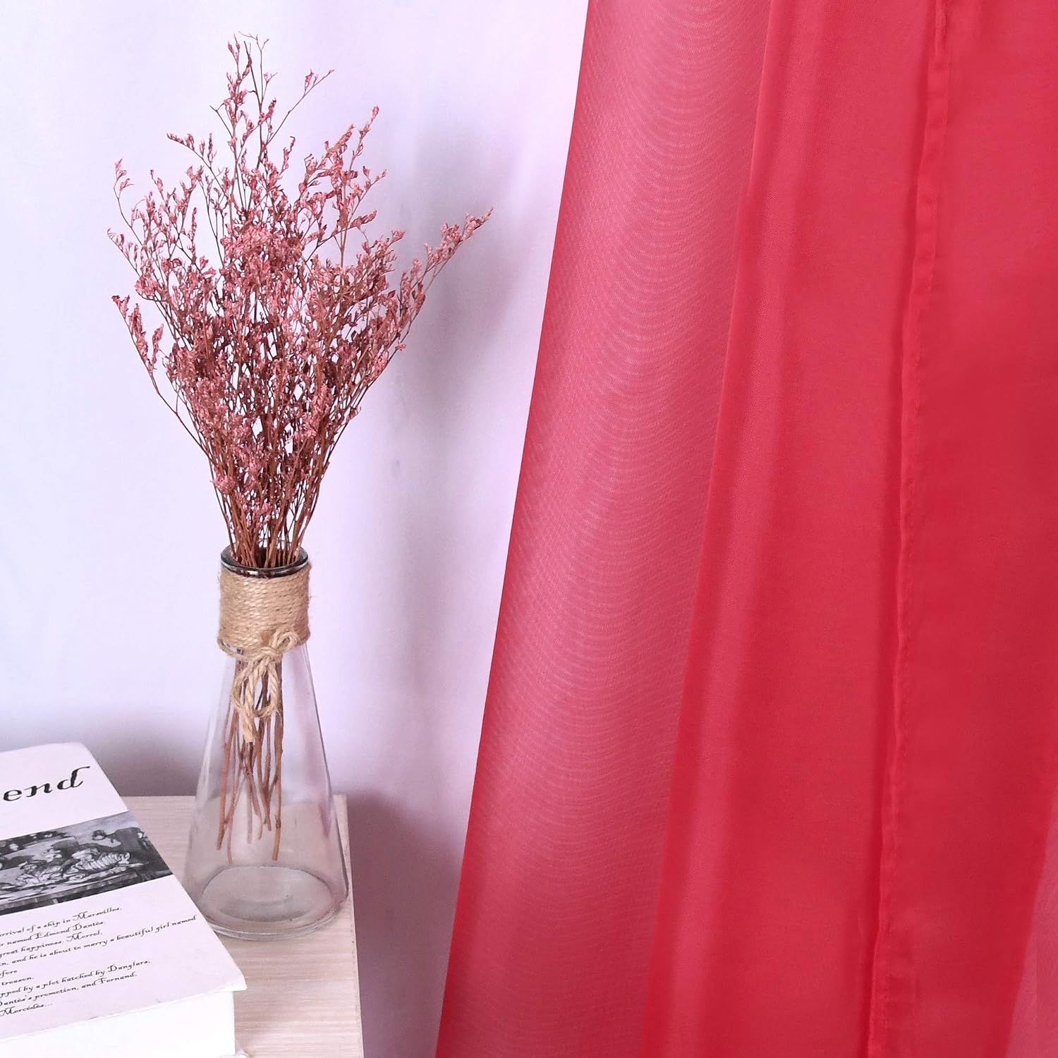HUTO Light Pink Sheer Window Scarf Valances for Girls Room Sheer Soft Voile Curtain Scarves for Wedding Party 216 Extra Long